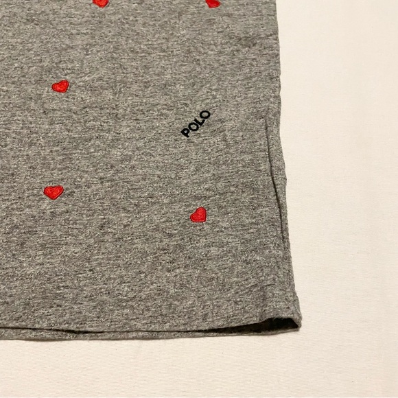 Polo Ralph Lauren Women’s Medium Embroidered Heather Gray Heart T Shirt - Picture 7 of 15